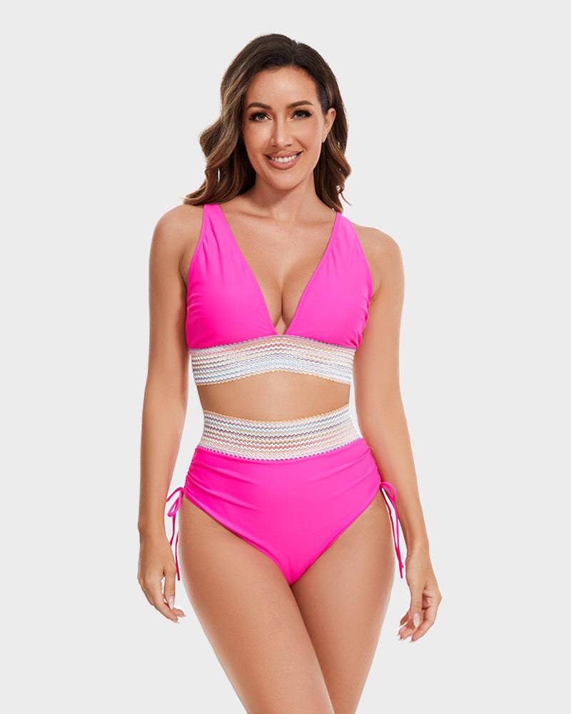 Women's High Waist Tummy Control Bikini with Adjustable Straps