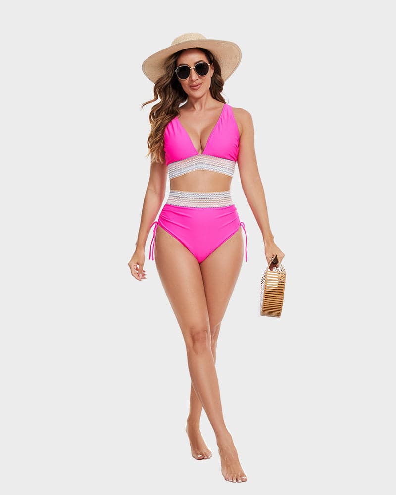 Women's High Waist Tummy Control Bikini with Adjustable Straps