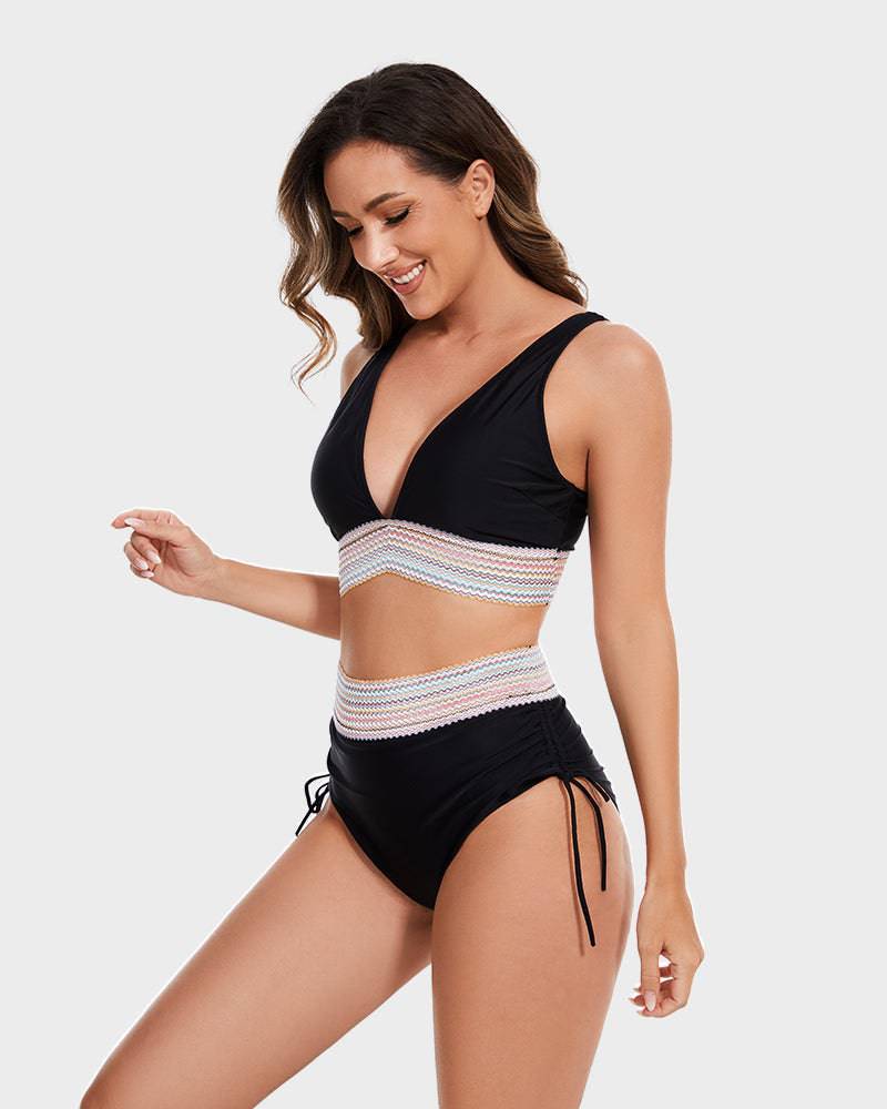 Women's High Waist Tummy Control Bikini with Adjustable Straps
