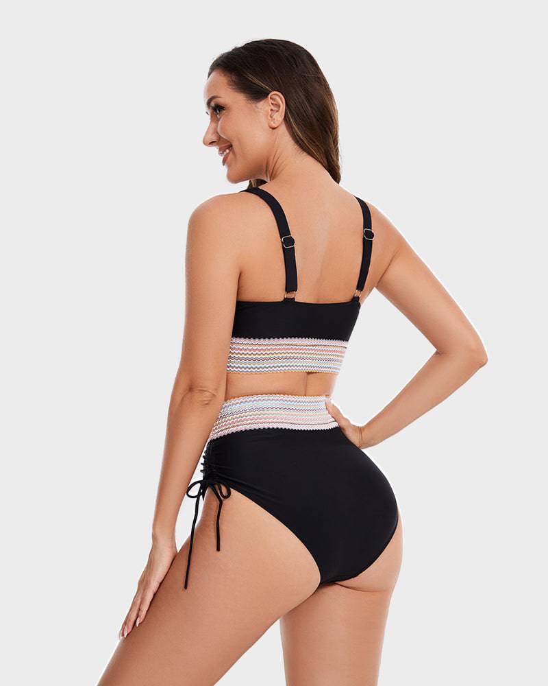 Women's High Waist Tummy Control Bikini with Adjustable Straps