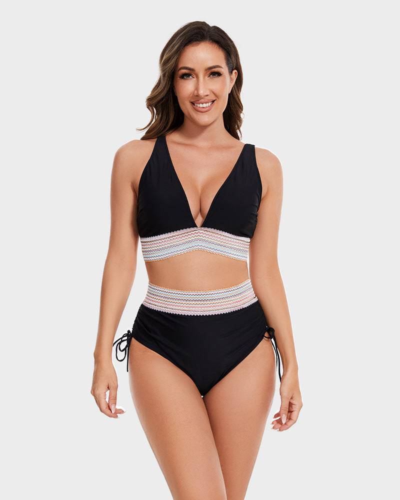 Women's High Waist Tummy Control Bikini with Adjustable Straps