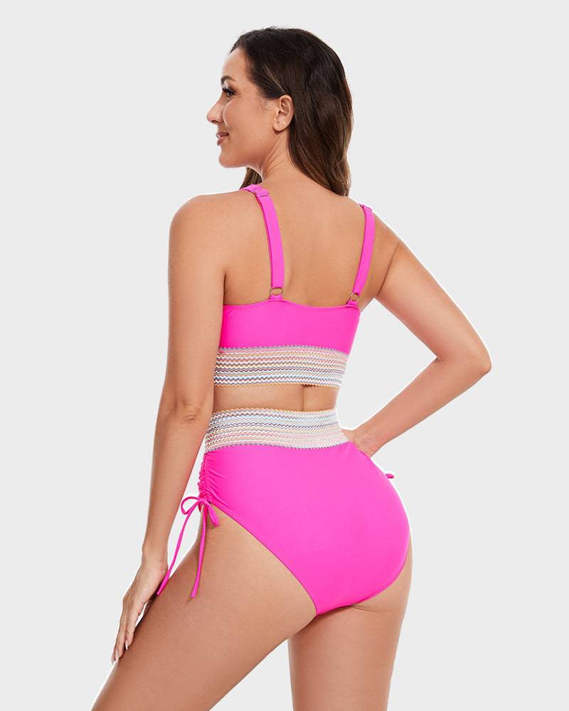 Women's High Waist Tummy Control Bikini with Adjustable Straps