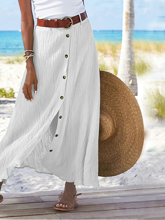 Flowing Linen Maxi Skirt – Odette