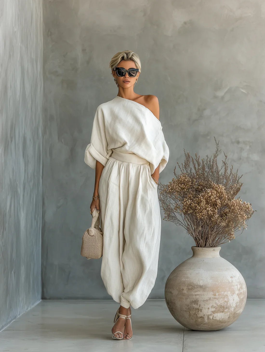 Women's Off-Shoulder Two-Piece Co-Ord Trouser Set