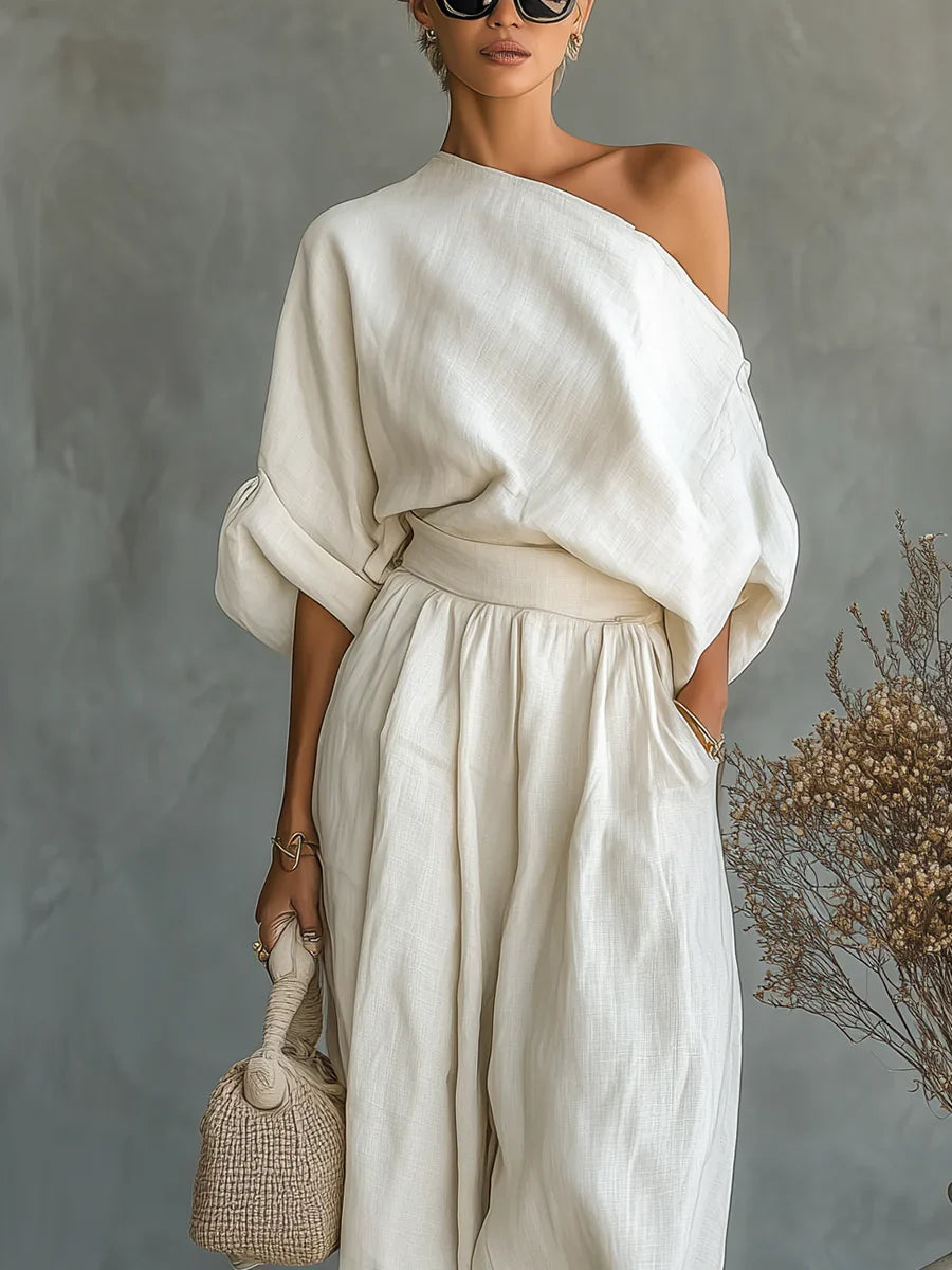 Women's Off-Shoulder Two-Piece Co-Ord Trouser Set