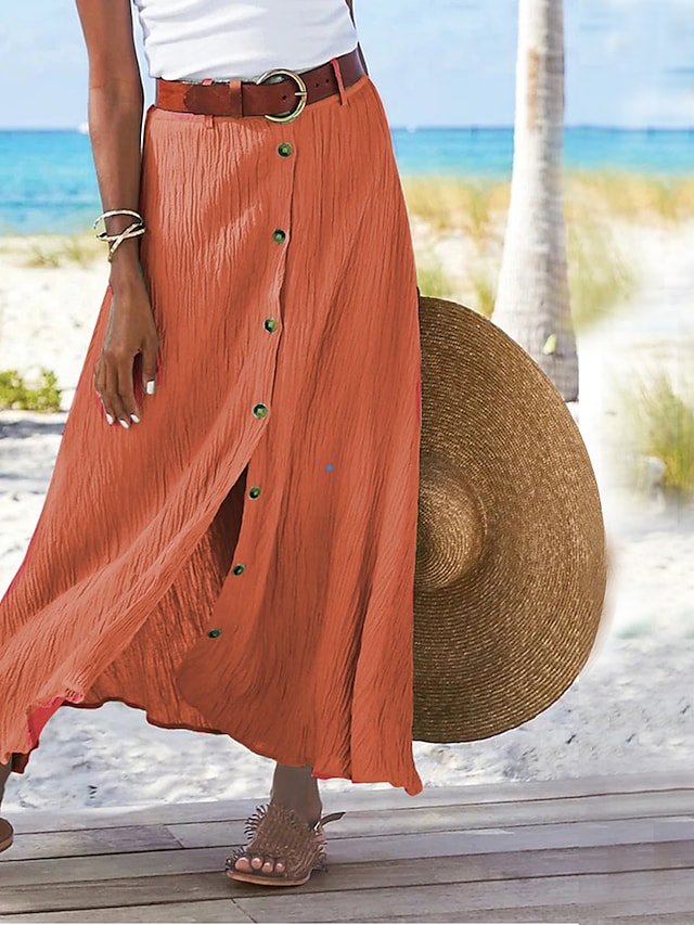 Flowing Linen Maxi Skirt – Odette